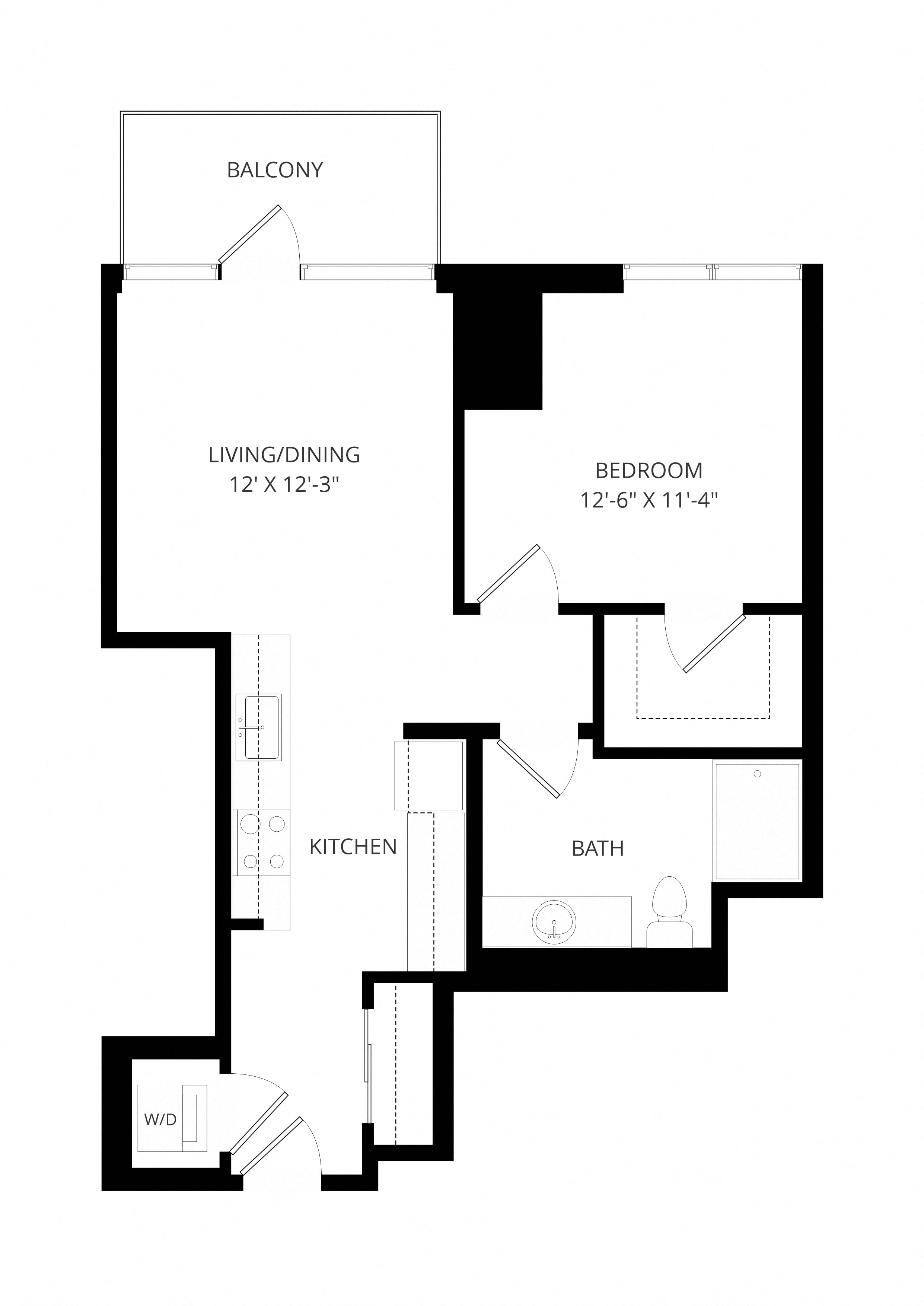 1X1 B4 floor plan